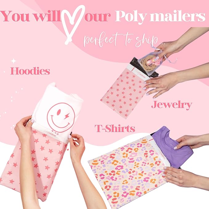 Pretty Package Store Poly Mailer 6x9, 100 Pack, Happy Hearts | Heavy Duty - Image 5
