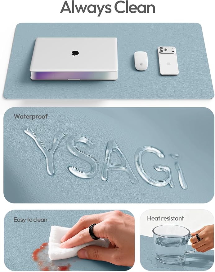 YSAGi Leather Desk Protector, Office Mat, Large Mouse Mat, Non-Slip PU Leather - Image 8