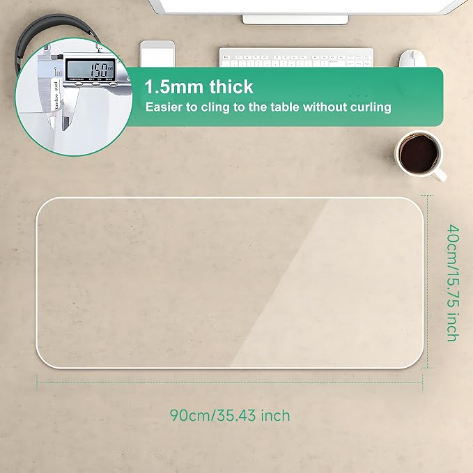 NATRKE Clear Desk Mat Pad, 35.4" X 15.7" Large Transparent Desk Protector - Image 5