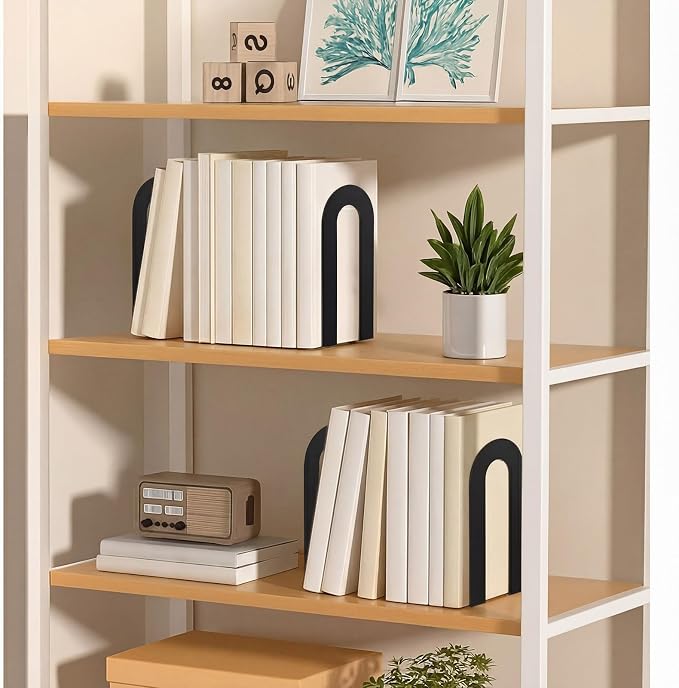 Chunful 6 Pcs Black Modern Metal Book Ends - Image 7