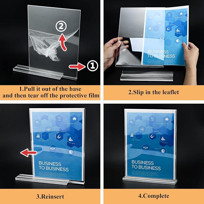 Arrobust 30 Pack Acrylic Sign Holder 8.5 x 11, Double Sided T Shape Flyer Holder - Image 6