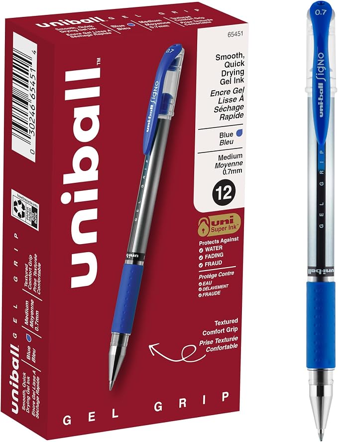 uniball Signo Grip Gel Pen, Medium 0.7 Mm by uni-ball