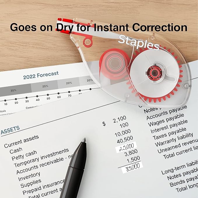 STAPLES Correction Tape, 6 Pack – Instant Dry Tape - Image 3