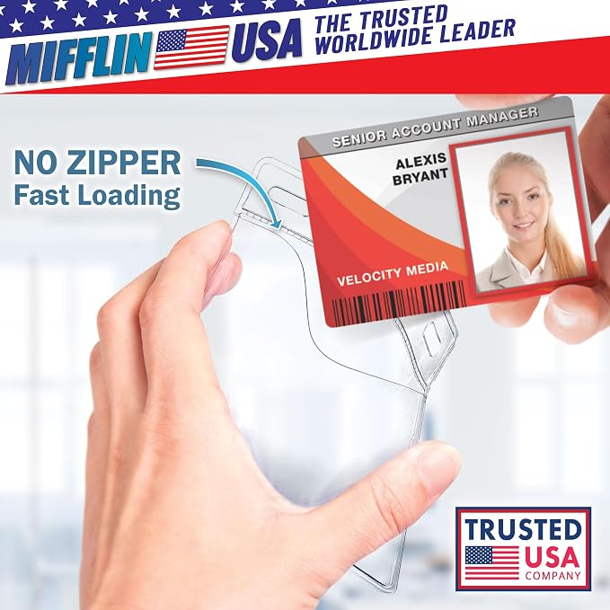 Mifflin-USA Card Protector Quick Load Horizontal No Zipper Name ID Badge Holder… - Image 2