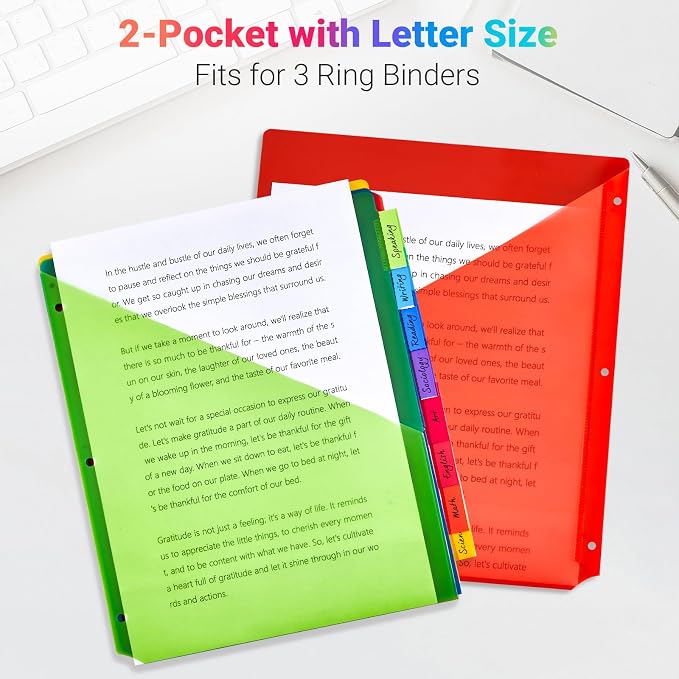 8-Tab Dividers for 3-Ring Binders, Insertable 8 Tabs Binder Divider for - Image 3