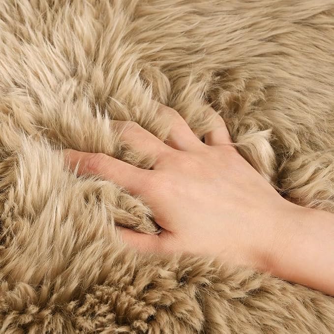 LLB Sheepskin Chair Cushion Non-Slip Back Square Genuine Fur Chair Cover Silky - Image 4
