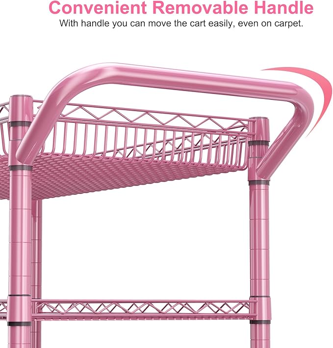 WDT Pink Rolling Utility Cart - Image 6