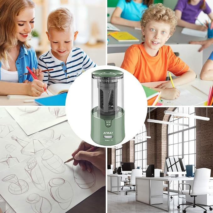 AFMAT Electric Pencil Sharpener, Auto Stop, Super Sharp & Fast, Electric Pencil - Image 7