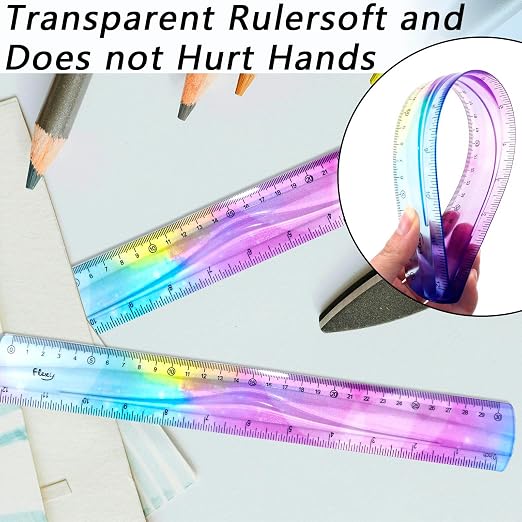 4 PCS 12 Inch Flexible Ruler, Bendable Plastic Ruler, Soft Bendable Gradient - Image 6