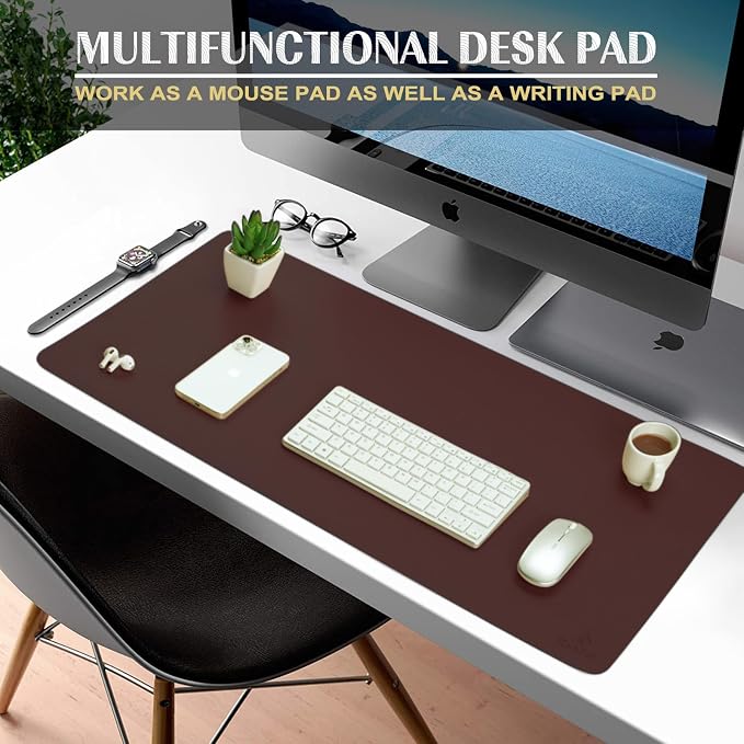 K KNODEL Small Office Leather Desk Mat, Mouse and Keyboard Pad, Computer and - Image 5