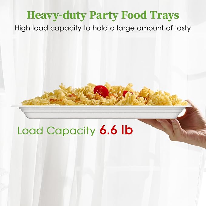 ECOLipak 50 Pack 14 Inch Disposable Food Crawfish Trays, Compostable Large - Image 6