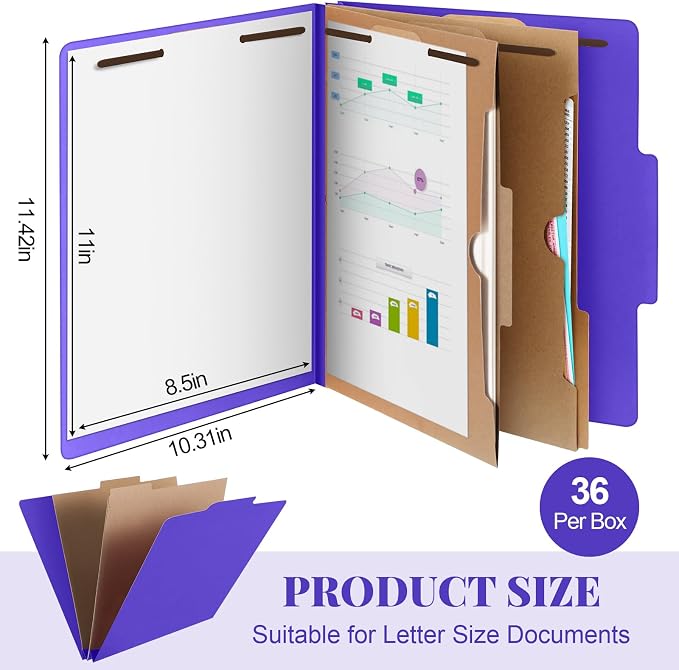 Skyygemm 36 Pcs Classification Folders Letter Size, 2 Pocket Dividers - Image 2