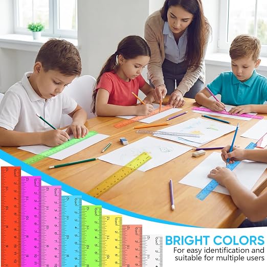 SenseYo 16 Pcs Clear Plastic Rulers 12 Inch Color Transparent Ruler - Image 6