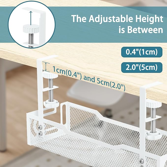 Under Desk Cable Management Tray, No Drill Mesh Desk Cable Tray, Wire - Image 4
