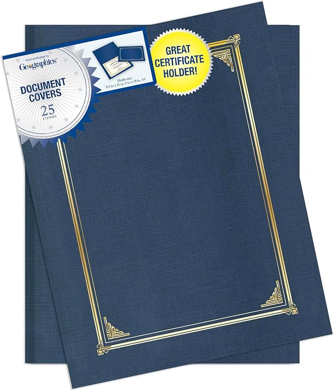 Geographics Classic Linen Certificate/Document Covers, 12.5” x 9.75” by Geographics