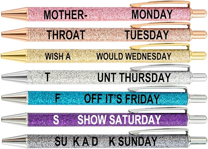 PASISIBICK Funny Seven Days of The Week Mood Pen Describing Mentality, 7 Pieces - Image 2