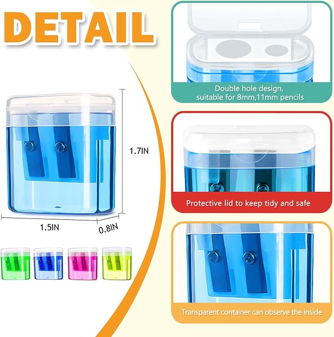 60 Pack Pencil Sharpener Bulk, Manual Pencil Sharpener - Image 2