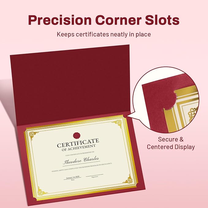 SUNEE 10 Packs Burgundy Certificate Holders, - Image 3