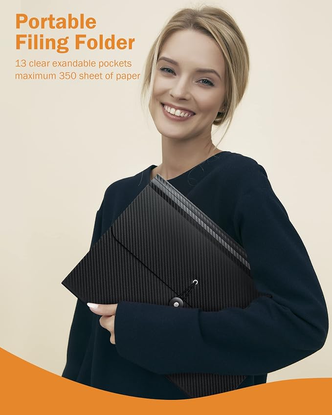 Cesil 3Pcs Accordian File Organizer Expanding File Folder, 13 Pockets File - Image 7