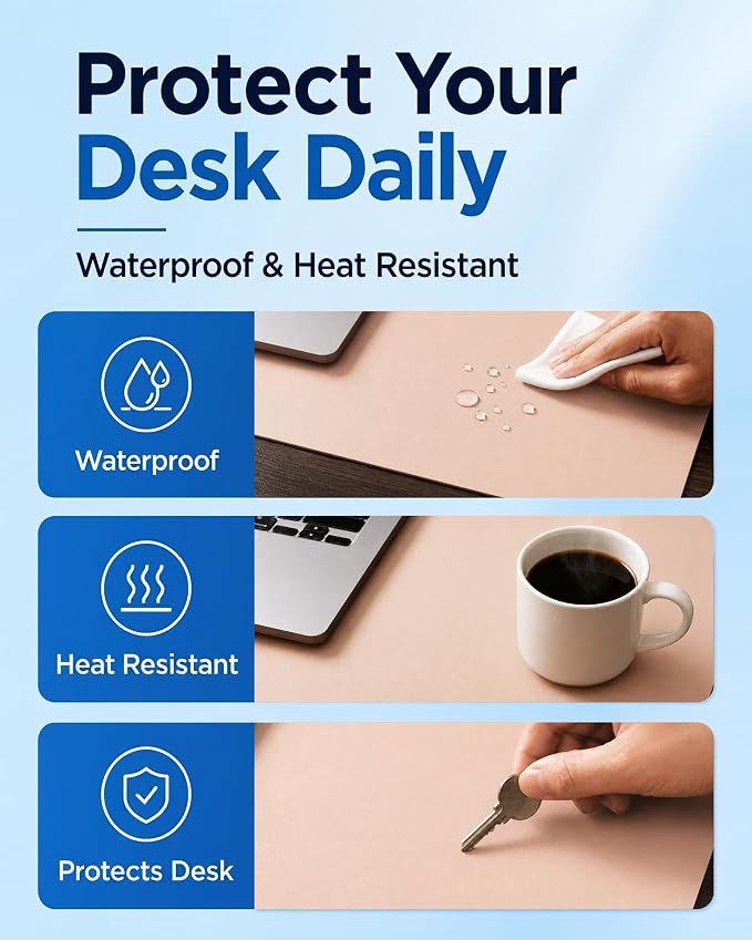 Aothia Double-Sided Desk Pad – 25.6"x13.7" Large Mouse Pad, Leather Desk Mat - Image 5