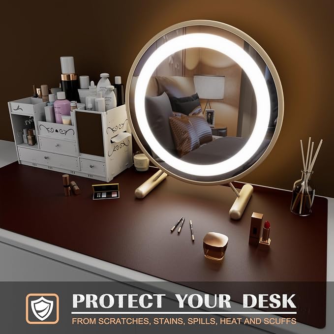 K KNODEL Small Office Leather Desk Mat, Mouse and Keyboard Pad, Computer and - Image 9