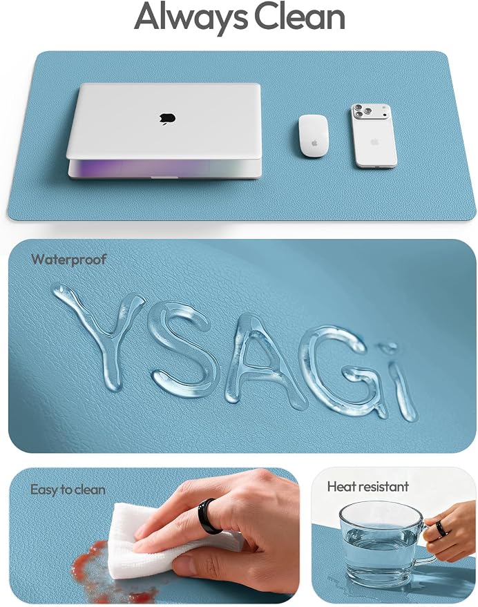 YSAGi Leather Desk Protector, Office Mat, Large Mouse Mat, Non-Slip PU Leather - Image 7