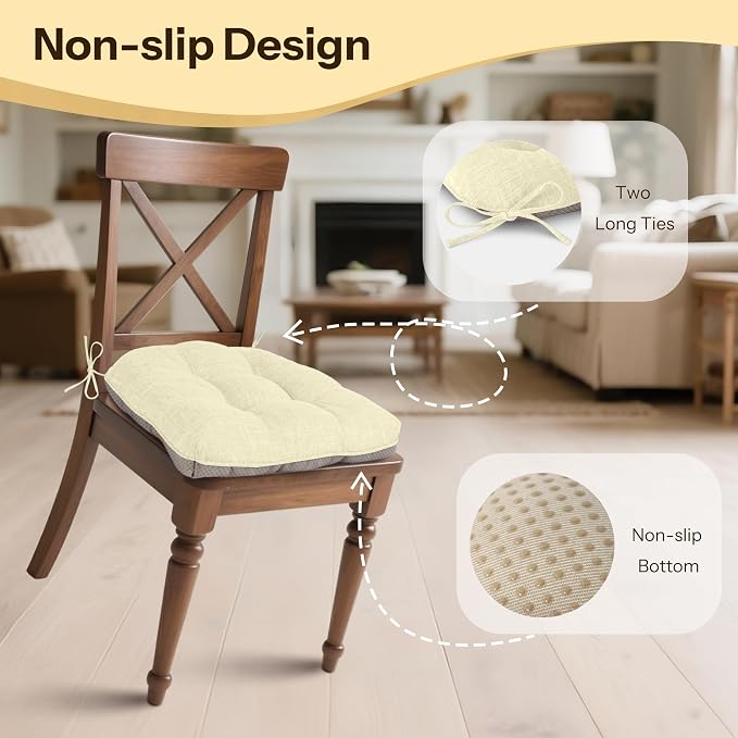 Non Slip Chair Cushions for Dining Chairs Set of 4 Kitchen Chair Cushions - Image 3