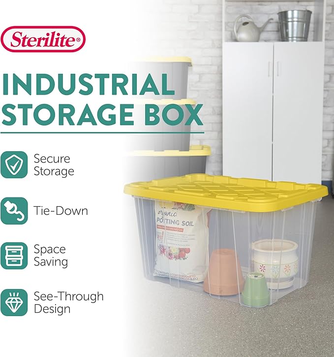 Sterilite 4-Pack Industrial Storage Box, Plastic Container Bins w/Lids - Image 2