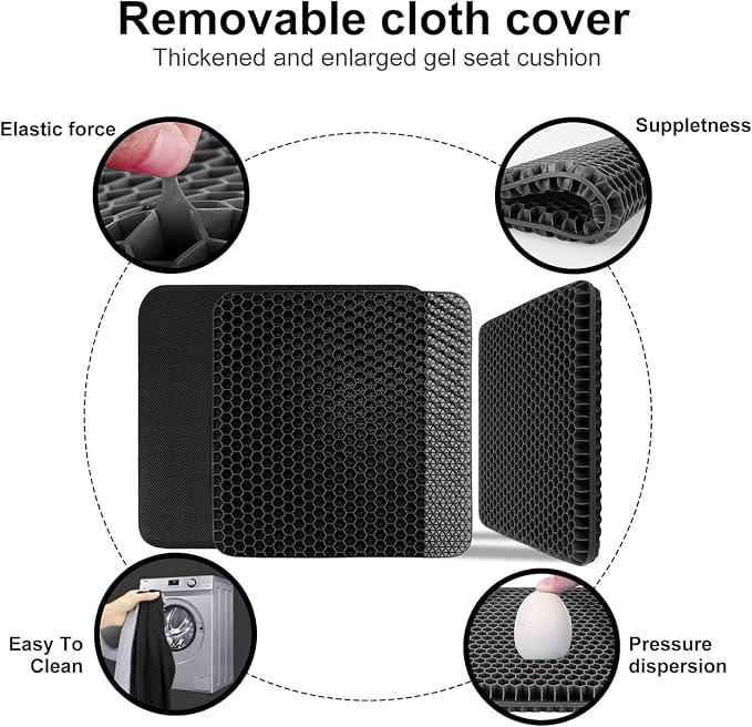 Super Large Gel Seat Cushion for Long Sitting Pressure Pain Relief | 19x19inch - Image 4