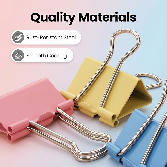 180 Pcs Binder Clips Assorted Sizes, Colored Binder Paper Clips Office Clips - Image 4