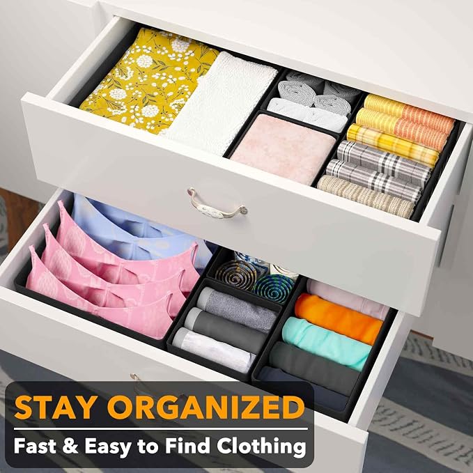 SpaceAid Drawer Organizer for Clothes, 18 Pack Dresser Drawer Organizer Bins - Image 3