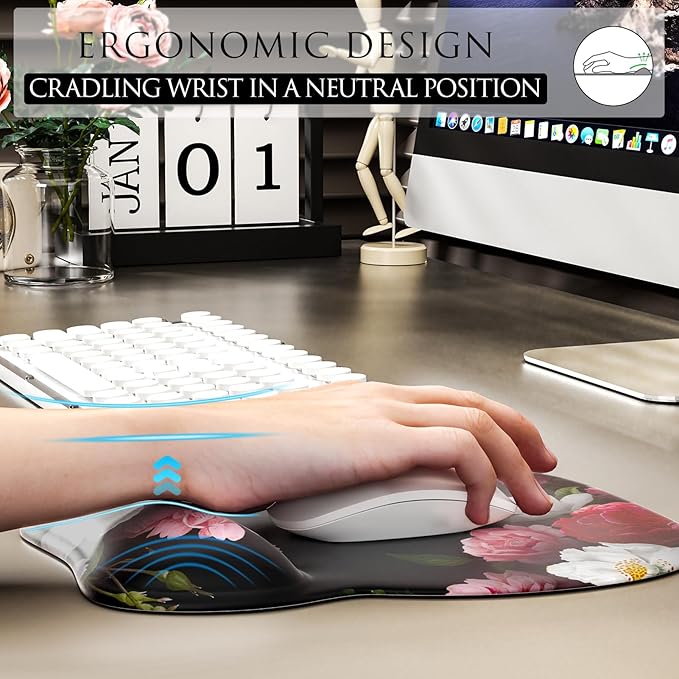 MROCO Ergonomic Mouse Pad with Gel Wrist Rest, 9.4 x 8.1 in, Gel Wrist Comfort - Image 5