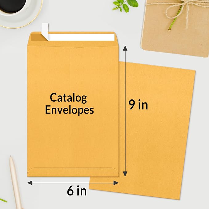 SUNEE 6x9 Manilla Envelopes, 28lb Brown Kraft, Ultra Strong Quick-Seal Security - Image 2