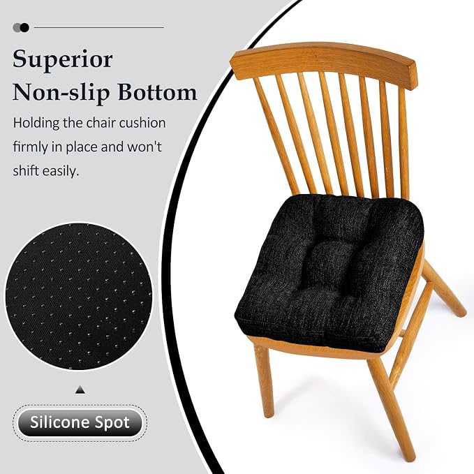 downluxe Chair Cushions for Dining Chairs 4 Pack, Tufted Indoor Chair Pads - Image 3