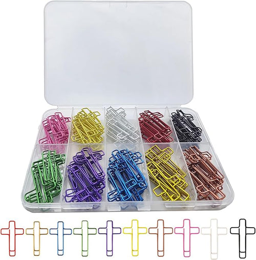 100 Pcs Colored Cross Paper Clips Assorted Colorful Coated Paperclips by Unknown