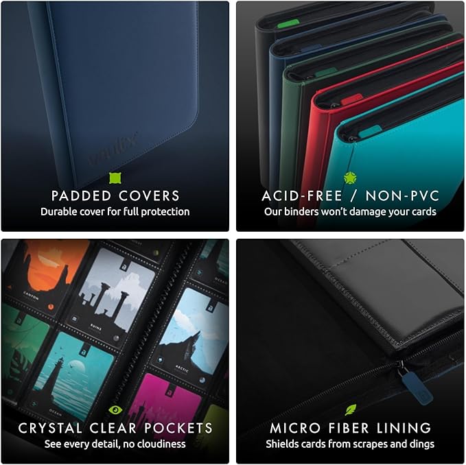 Vault X 12 Pocket Zip Binder, 480 Cards, Exo-Tec Material, 20 Side-Loading Pages - Image 5