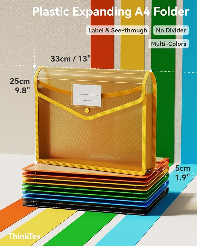 ThinkTex Plastic Expanding File Folder, Transparent Envelopes - Image 2