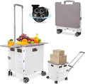 FELICON SELORSS Folding Utility Cart Portable Rolling Crate Handcart-White | by FELICON