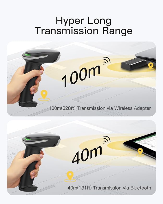 Inateck 2D Barcode Scanner, Wireless Bluetooth QR Barcode Scanner, Handheld - Image 8