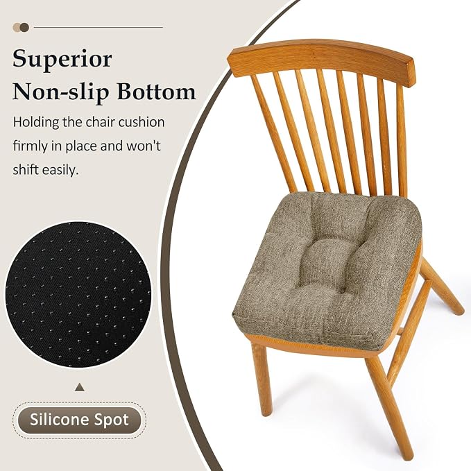 downluxe Chair Cushions for Dining Chairs 4 Pack, Tufted Indoor Chair Pads - Image 3