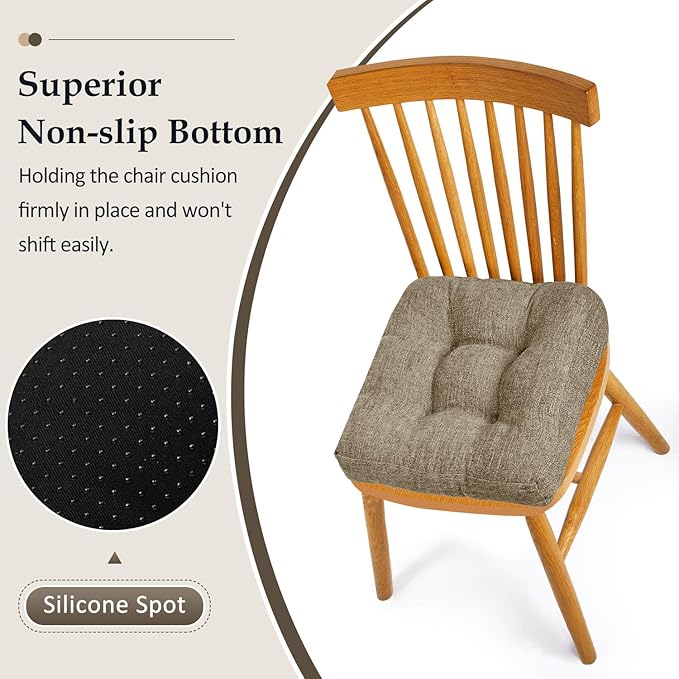 downluxe Chair Cushions for Dining Chairs 2 Pack, Tufted Indoor Chair Pads - Image 3