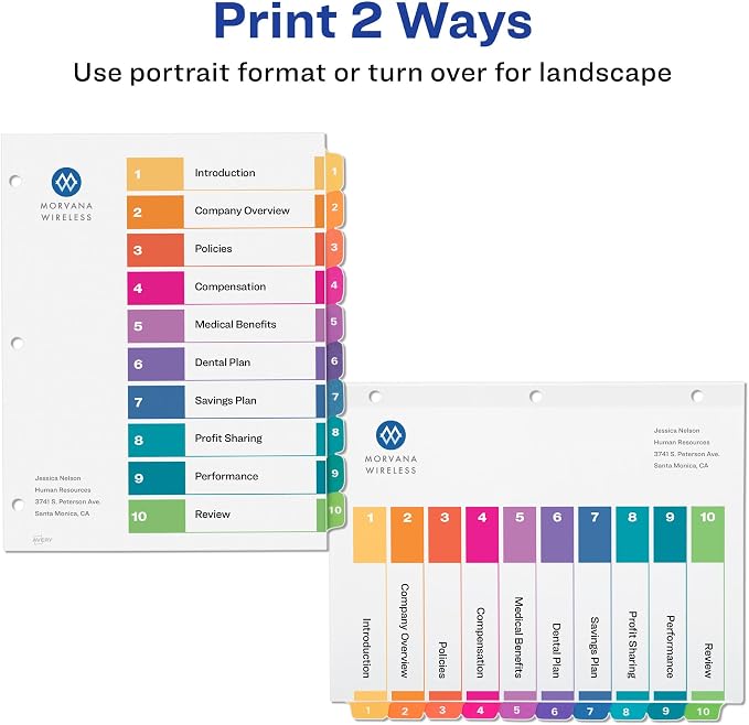 Avery 10 Tab Dividers for 3 Ring Binders, Customizable Table of Contents - Image 3