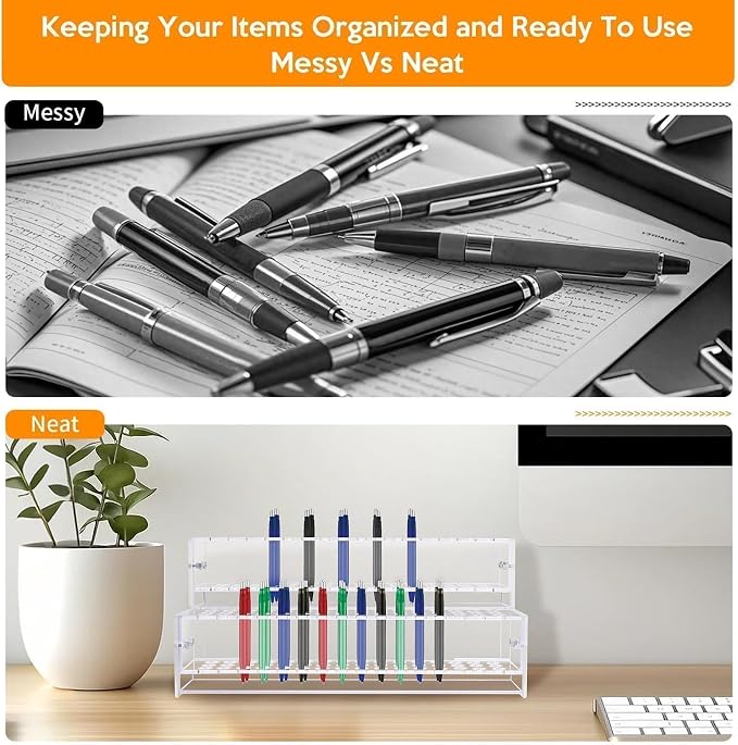 2PCS 96-Slots Pen Display Stand, 2-Tier Acrylic Pen Holder - Image 4