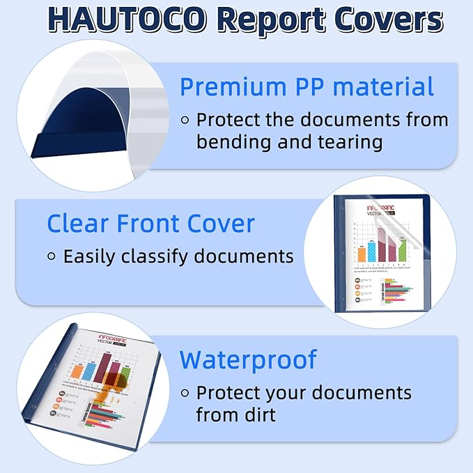 HAUTOCO 12 Pack Plastic Report Covers - Image 5
