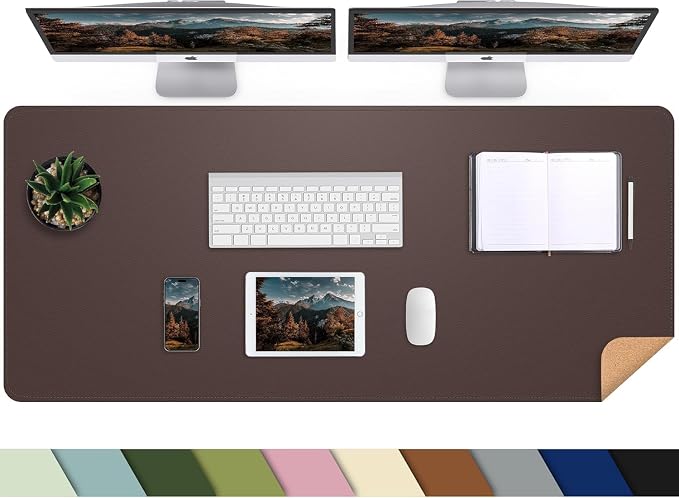 AFIING Cork Desk Mat 55" x 17", Dual-Sided Natural Cork & PU Leather Desk Pad by AFIING