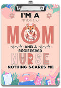 I'm a Shiba Inu Mom and a Registered Nurse Nothing Scares Me Acrylic Clipboard by Ninety3POD