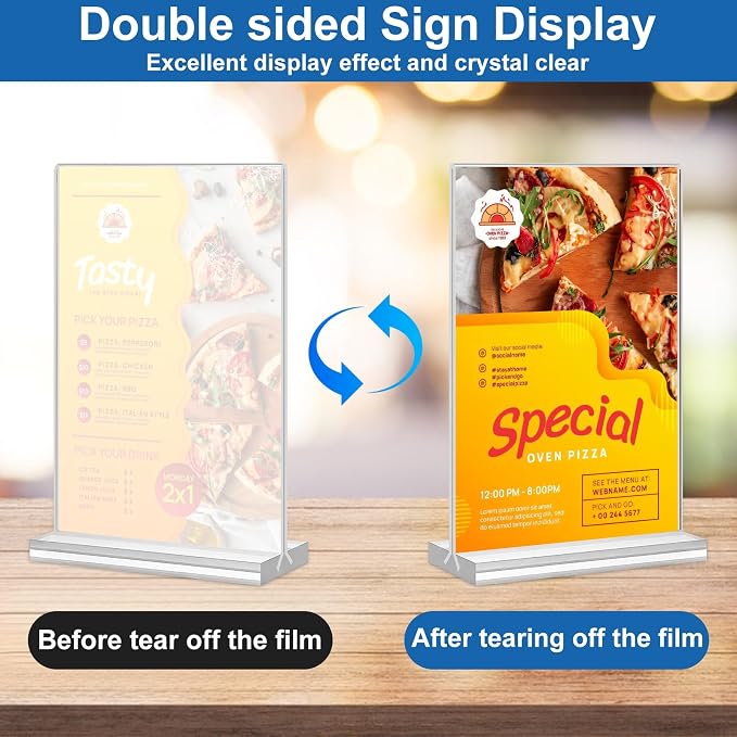 Acrylic Sign Holder 5x7, 6 Pack Clear Plastic Table Display Vertical - Image 3