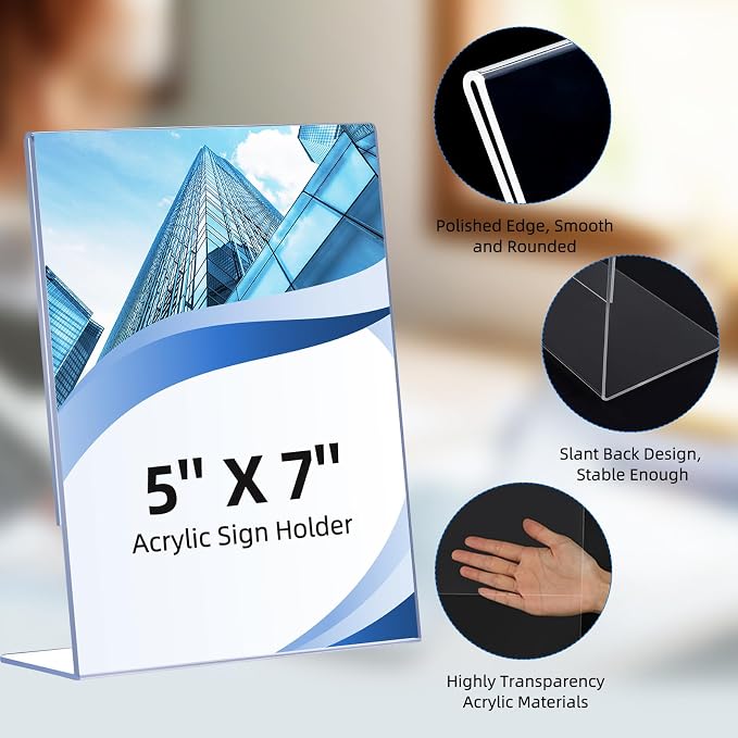 6 Pack Slanted Back Acrylic Sign Holders 5x7 - Image 5