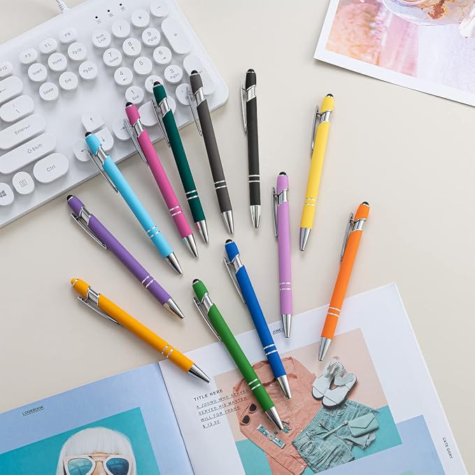 PASISIBICK 8 Pieces Ballpoint Pens 2-in-1 Stylus Retractable Metal Stylus Pen - Image 7