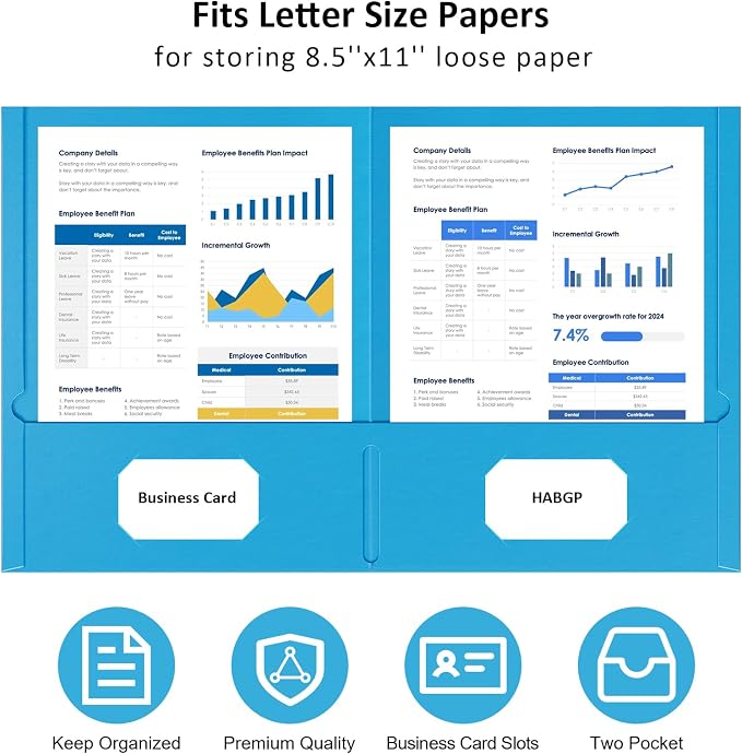 HABGP Two Pocket Folders, 100 Pack 2 Pocket Folders Fit Letter Size Paper - Image 4